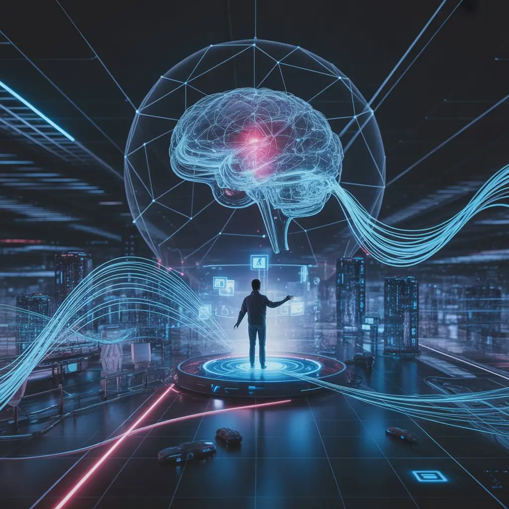 a man standing in front of a brain which shows importance of digital marketing and best digital marketer in kasaragod kerala india